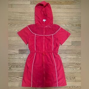 NWT - FILA Red Hooded Dress with lace detail - SAMPLE /One of a kind- Sz S